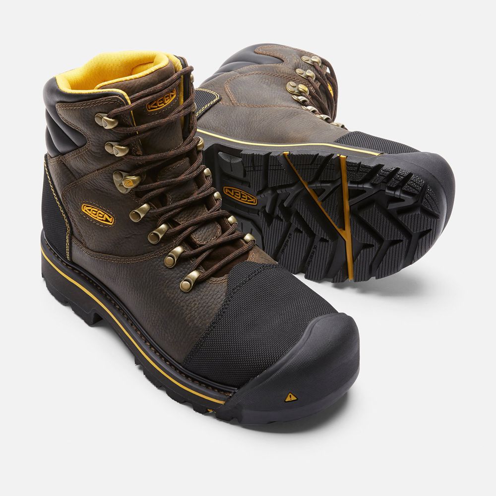 Botas de Trabajo Keen Mexico Marrom/Negros - Hombre Milwaukee 6\" (Steel Toe) - DH4065372